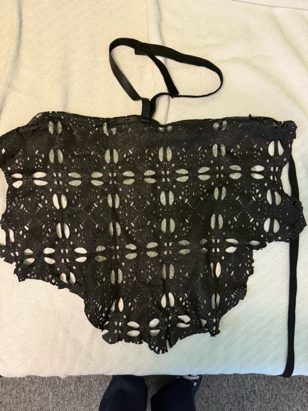 Black Leather Halter Crop Top